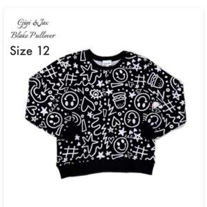 LuLaRoe Kids Crewneck black and white fun print